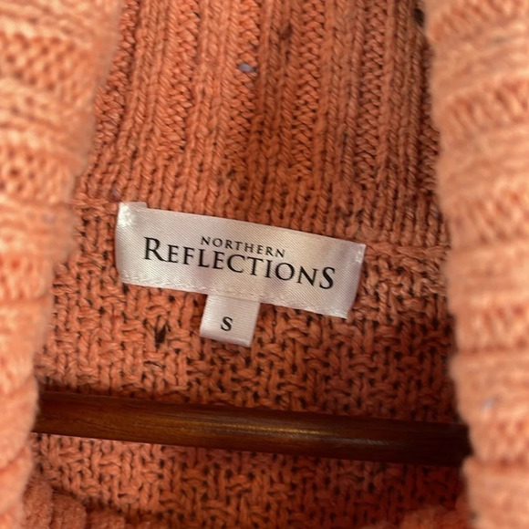 NORTHERN REFLECTIONS Peach Slub Knit Sweater Turtleneck Split Hem Coastal S - Picture 8 of 12